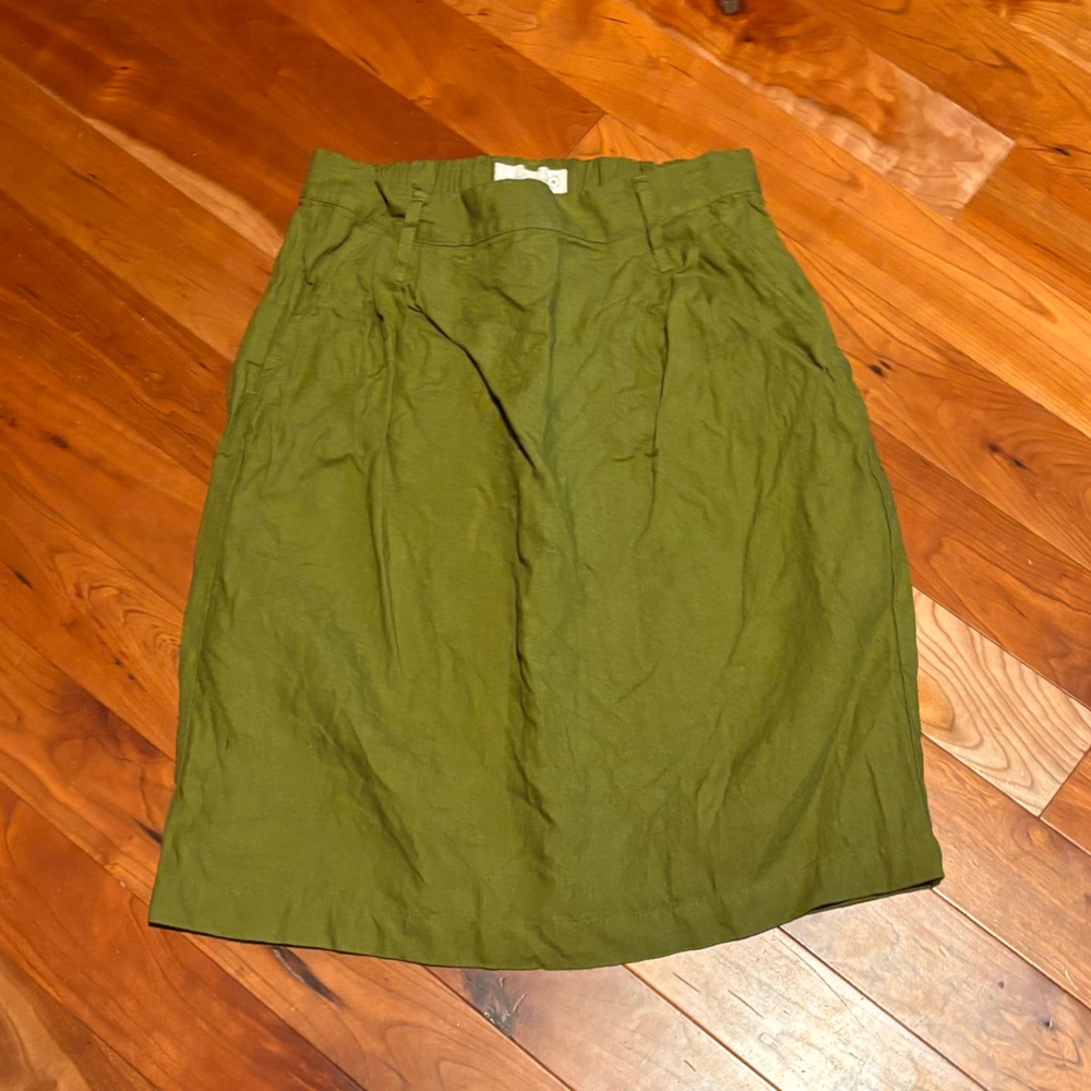 notPERFECTLINEN Olive Green Midi Skirt